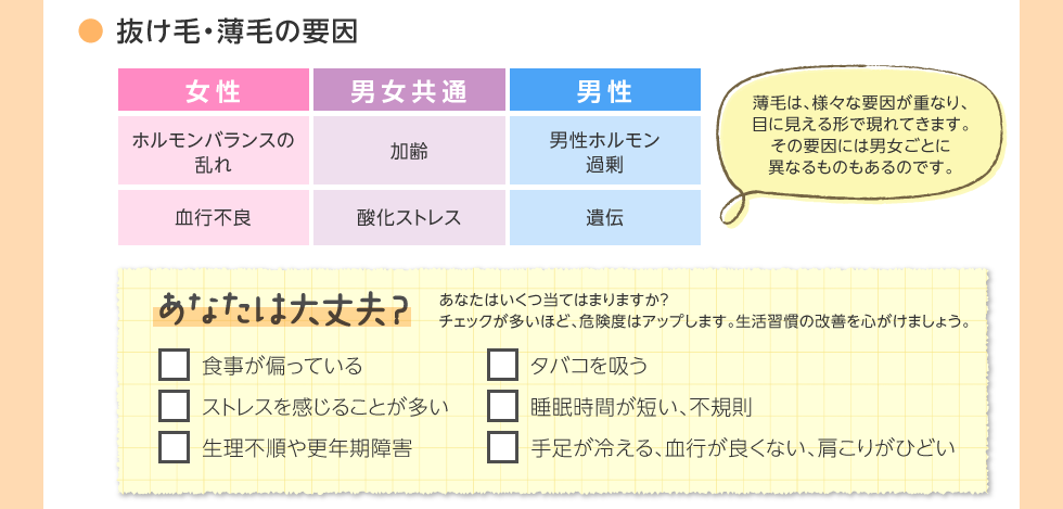抜け毛・薄毛の要因